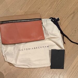 Victoria Beckham Beige and Coral Clutch